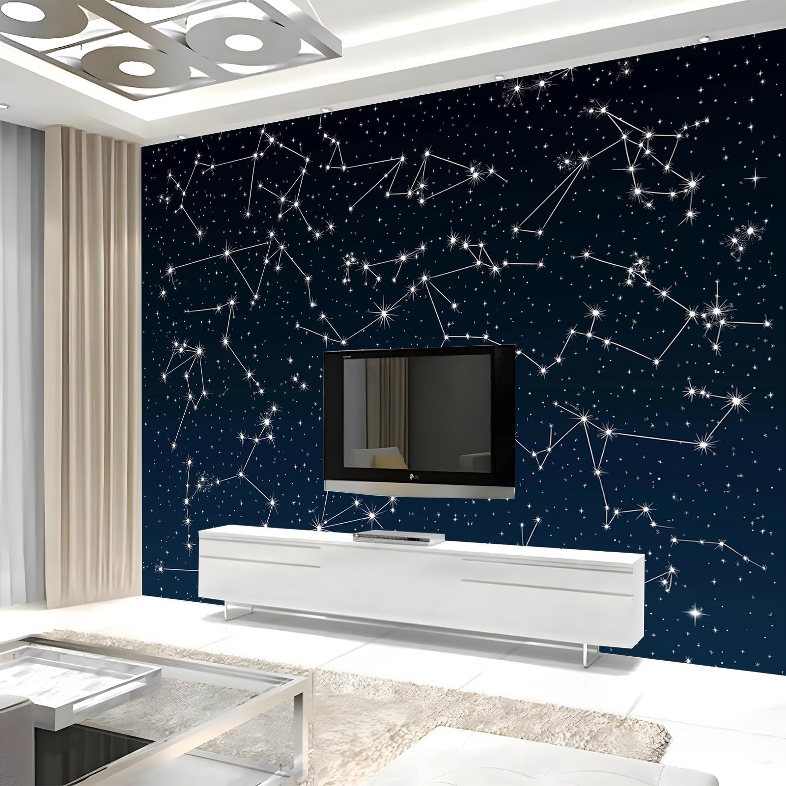 Papier Peint Mural Chambre Ciel Étoilé Constellations Thème Science-Fiction 250x175 cm Poster Geant Mural 3D Tableaux Muraux Tapisserie Photo, Salon Chambre d'enfants Mur de Fond Papier Peint