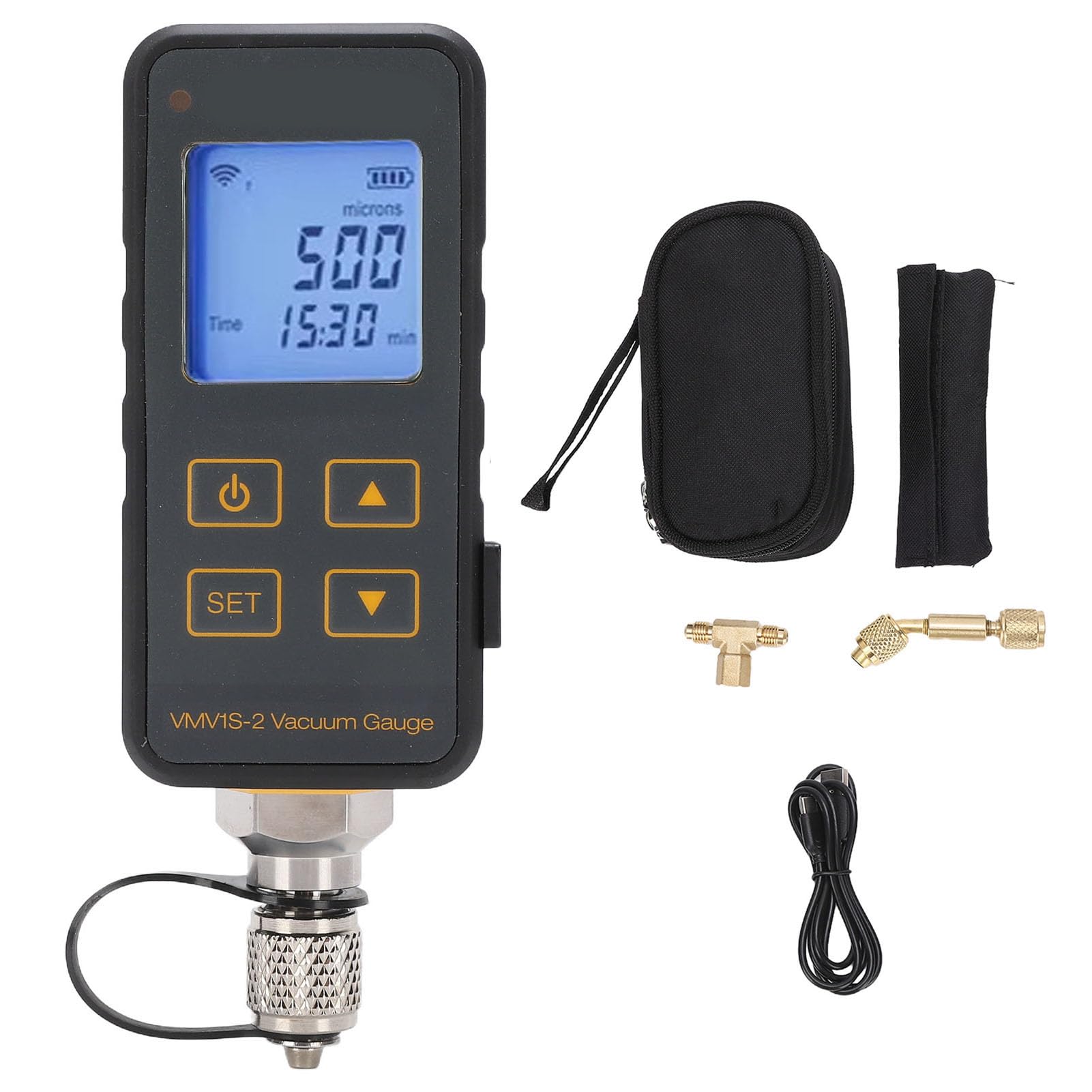 Topiky Medidor de Vacío Digital 0.1-3333.3 Pa, Probador de Vacío de Micrones de Alta Precisión, Herramienta de Diagnóstico del de Refrigeración HVAC con Grabación de Datos