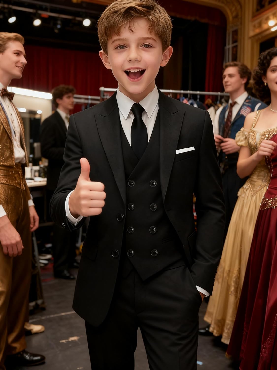 Boys Double Breasted Suit for Kids Tuxedo Boy Formal Suits 5 Pieces Wedding Guest Outfit Prom Dress Clothes - Image 7