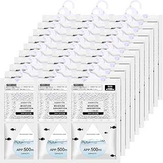 Nuanchu 30 Pack 500 ml Moisture Absorber Hanging Closet Dehumidifier Bags Unscented Hanging Humidity Absorber Desiccant Moisture Absorb in Wardrobes Bedrooms Bathrooms Kitchen