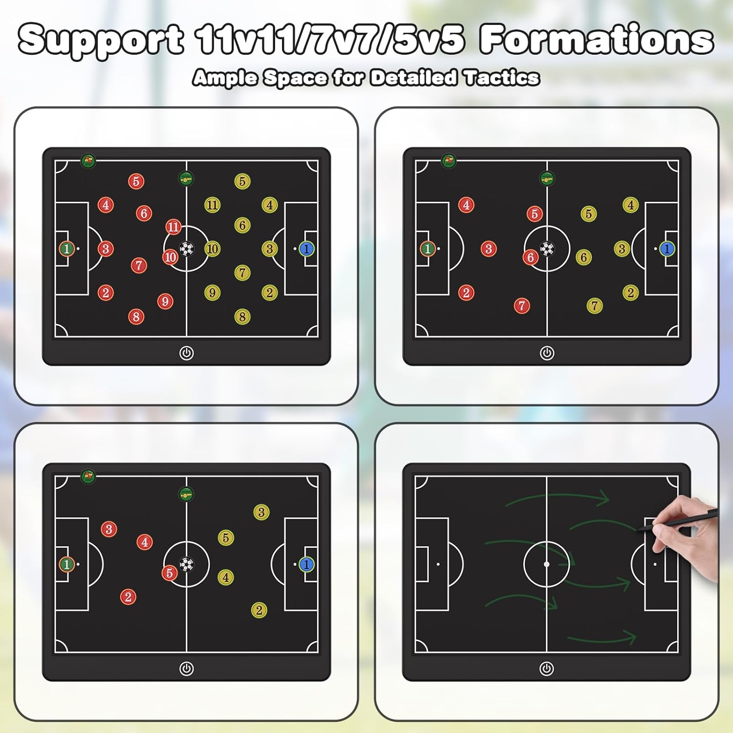 Soccer Coaching Board, 16" LCD Magnetic Screen with 25 Magnets - Electronic Tactics Board for Training, 0.3s One-Touch Erase & Lock, IPX4 Waterproof Portable Design, Includes Stylus Pen