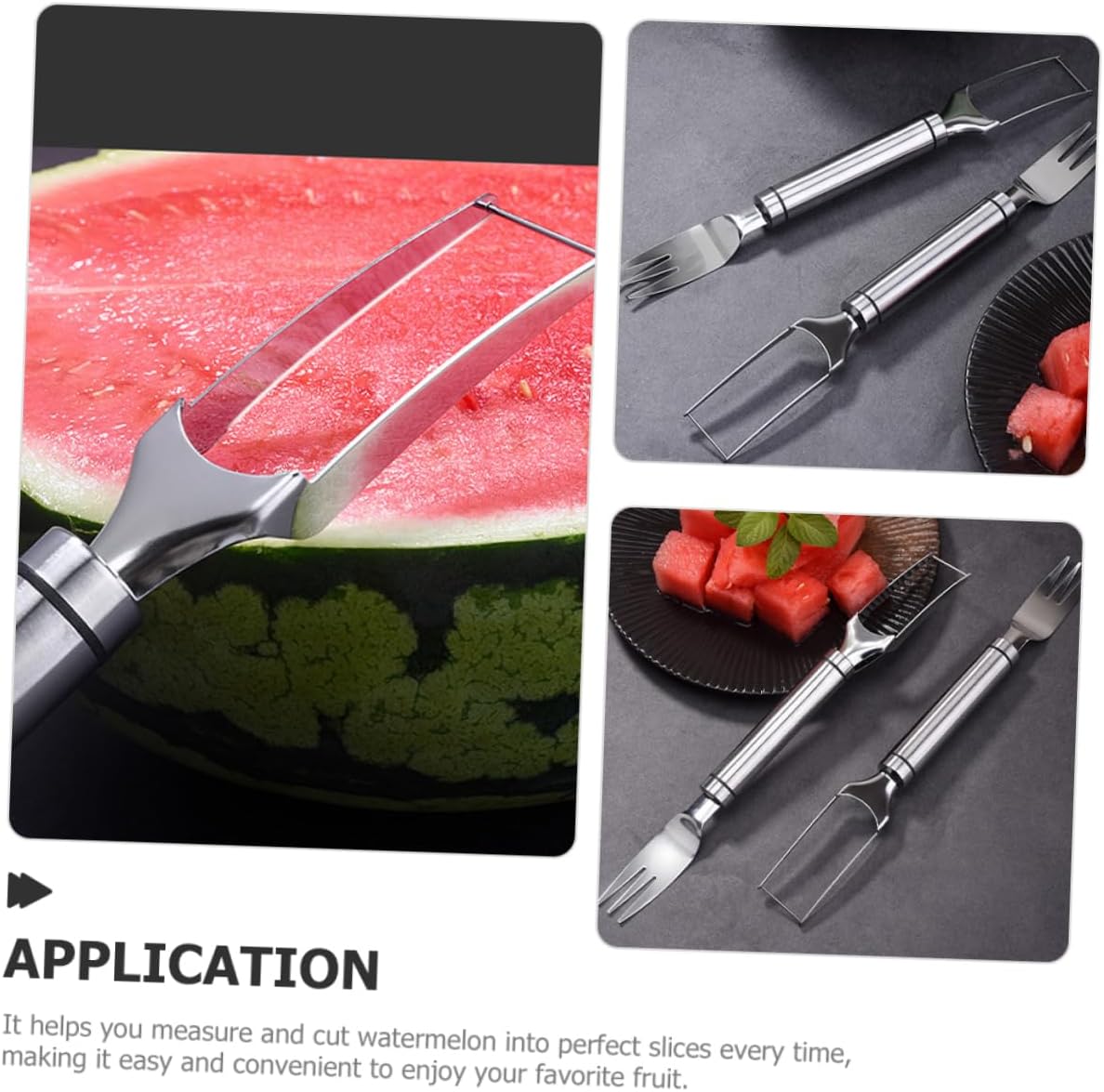 2Pcs Watermelon Fork Cutter Slicer Stainless Steel Fruit Cutting Tool
