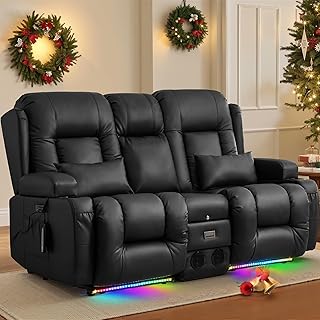 TUNYI Power Loveseat Recliner Sofa with Massage & Heat Ho...