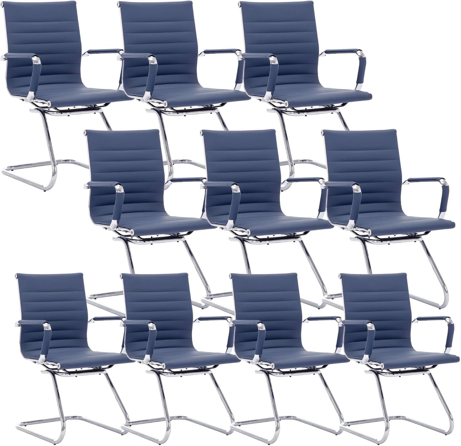 HNY 10-Pack PU Leather Office Guest Chairs