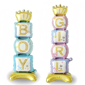 BELSITA Baby Shower Balloons Standing, 2pcs Boy Girl Foil Balloon Set, Gender Reveal Party Decoration Balloons Atmosphere Background Layout, Baby Shower Celebration Add Festive Charm