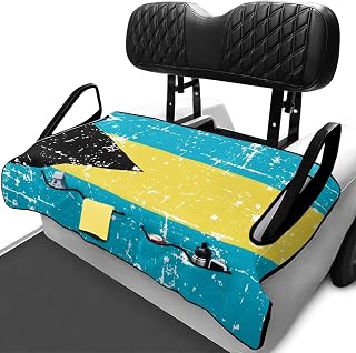 Golf Cart Seat Towel Bahamas Flag Golf Cart Seat Cover with 4 Pockets, Anti-Hot Sport Accessories Non-Slip Durability Skin-Friendly Cushion Suitable for National Day Memorabilia