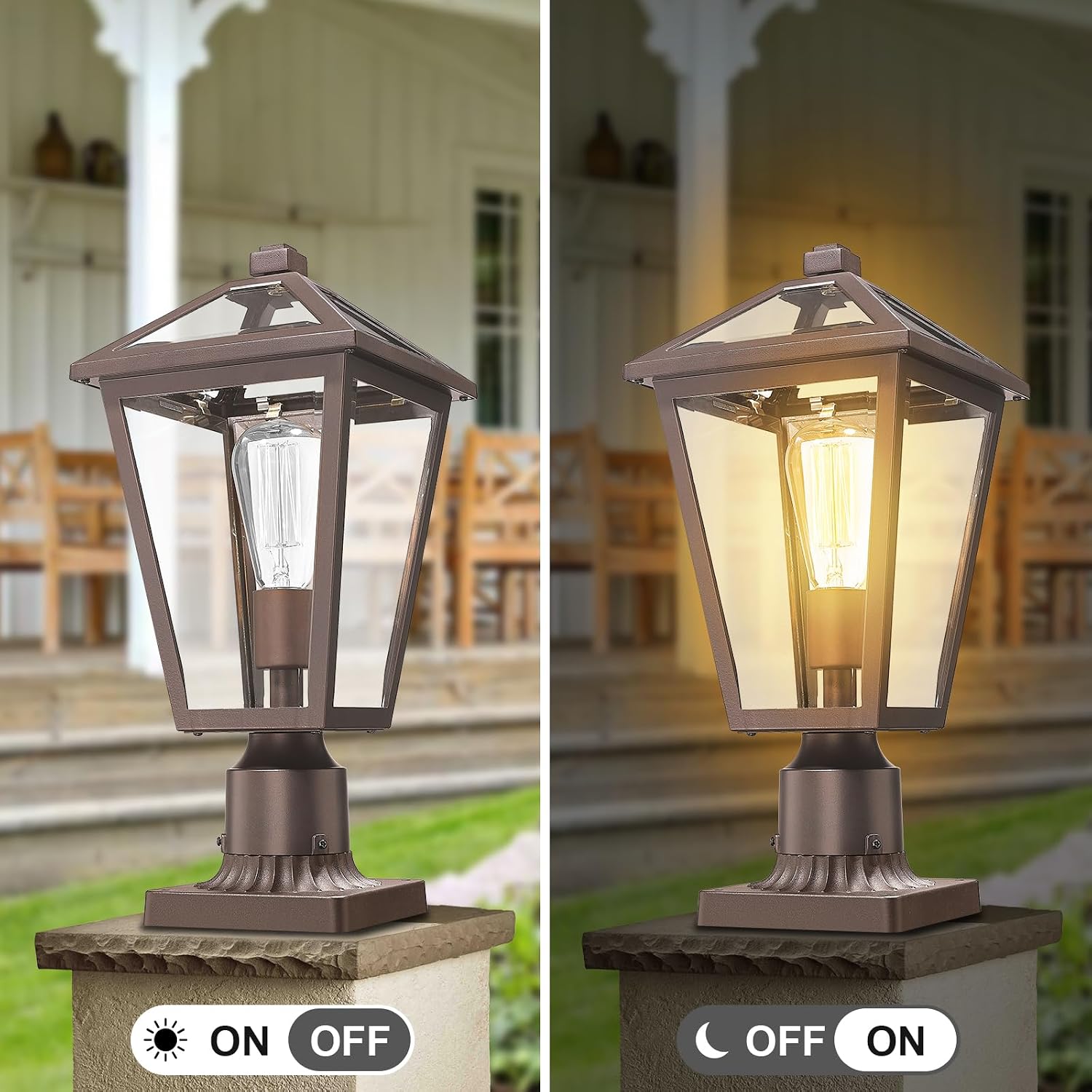 Outdoor Post Lights Fixtures, Lamp Post Light Fixture Black Finish, Waterproof and Anti-Rust Aluminum Pillar Outside Lighting for Walkway, Driveway, Patio, Porch, Medium Oil-Rubbed Bronze