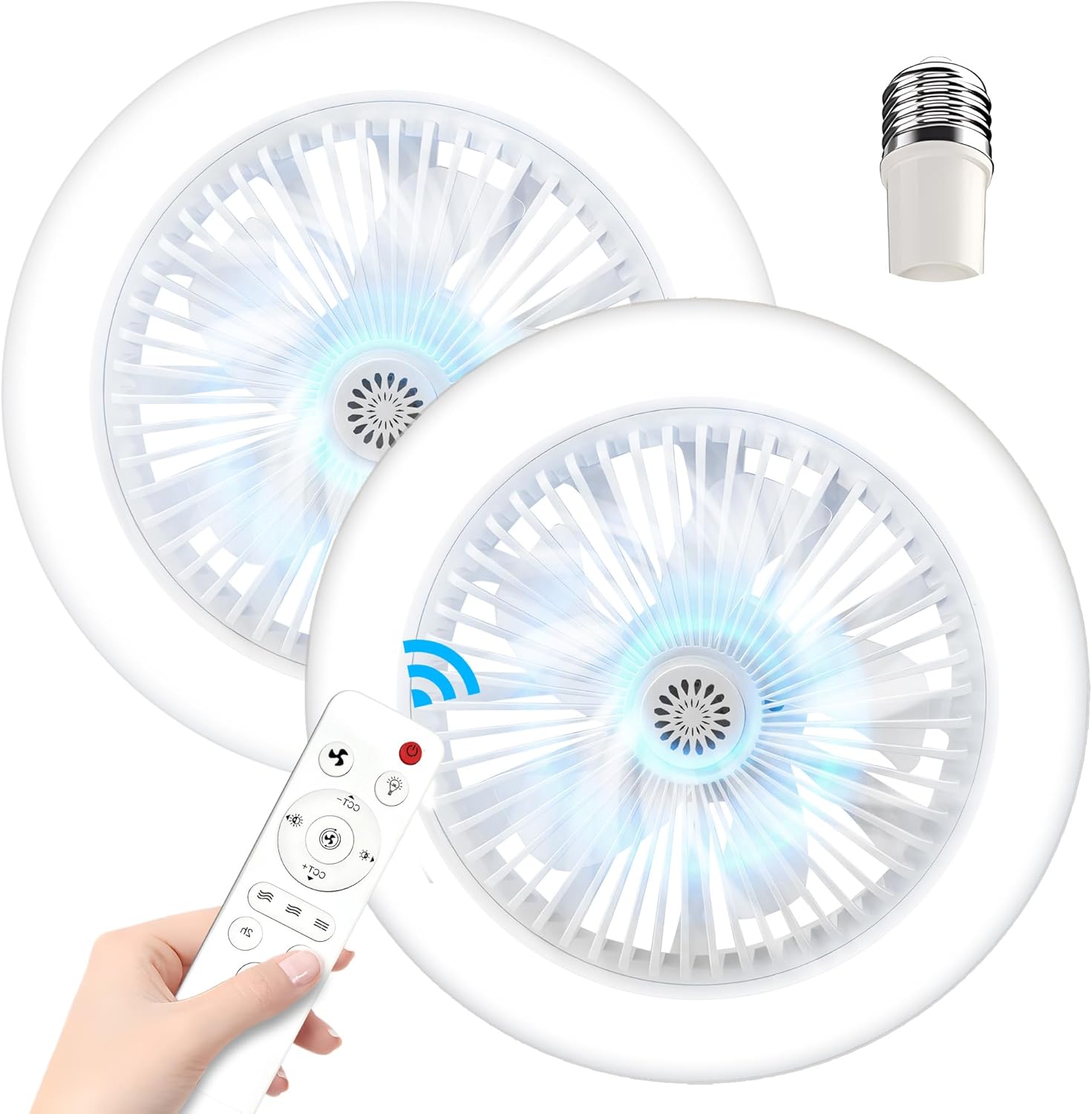 White 10" Ceiling Fan with Dimmable LED Light and Remote