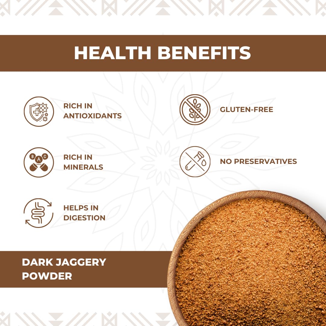 Nutty Yogi Dark Jaggery Powder 2kg (Pack of 1) | Low GI, High in Nutrients, 100% Organic, Sweetener, Caramel Flavour, Tea, Original Gur, Gud 1