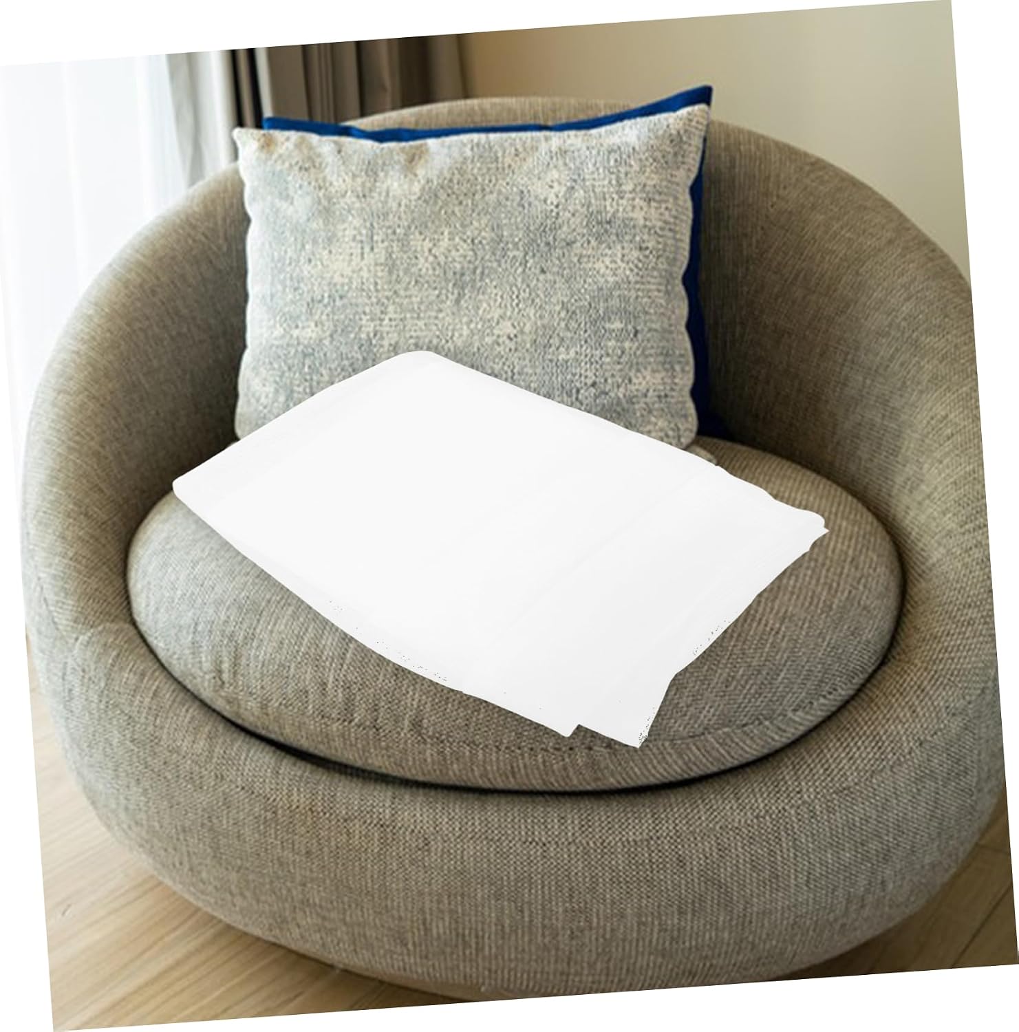 White Fabric Bean Bag Liner with Zipper, Soft Lazy Sofa Insert