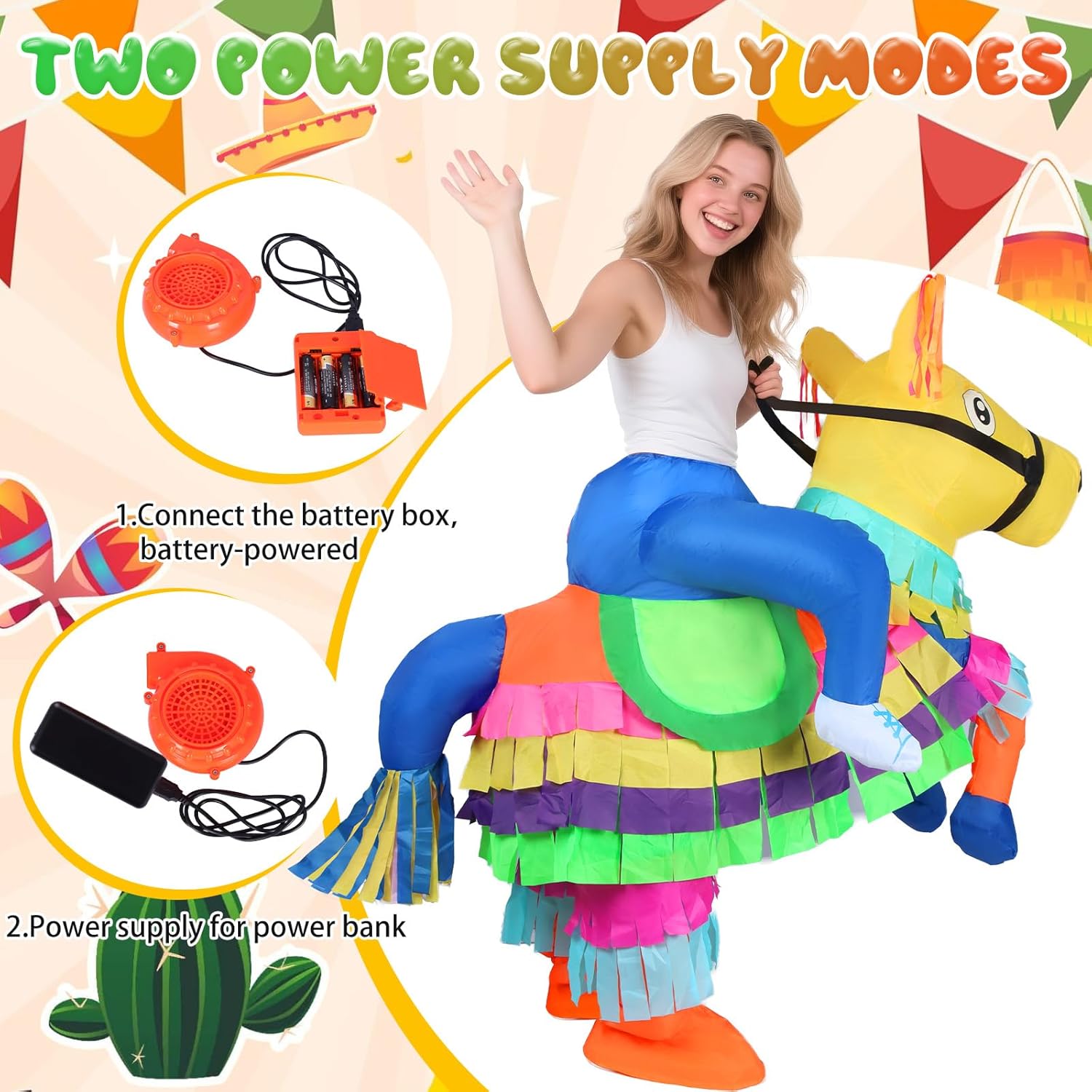 Inflatable Costume Adult Funny Piñata Halloween Costume Donkey Animal Whimsical Blow Up Outfit for Party, Festival, Taco Fiesta, Luau & Celebration Dress Up