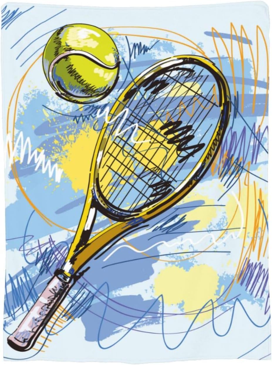 Tennis Racket Ball Sport Throw Blanket Soft Bed Bedding Warm Cozy Plush Flannel Fleece Blankets Gifts for Kids Boys Girls Teens Men, Sofa Couch Car Bedroom Home Decor, 60"x50" - Image 6