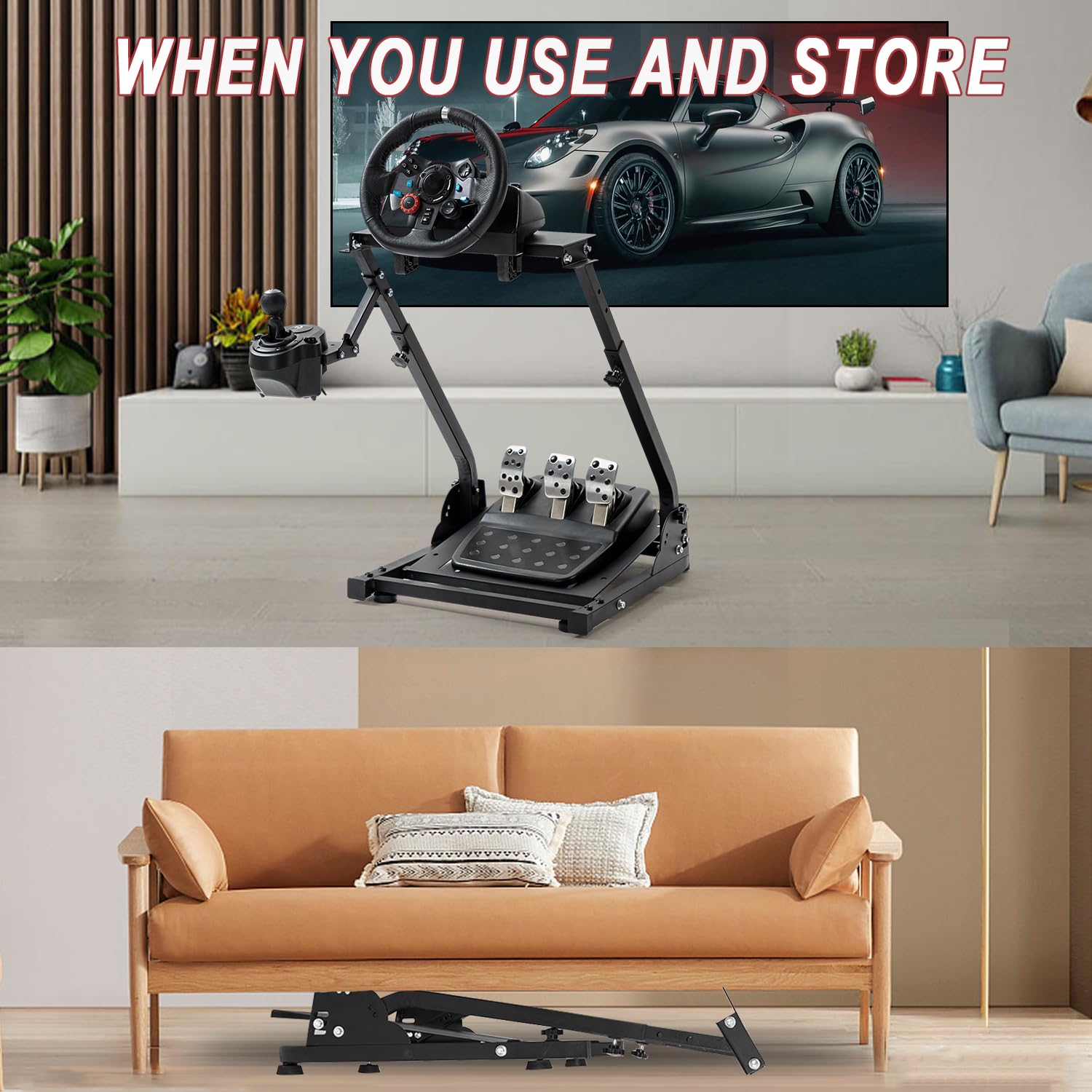 Marada G29 Racing Wheel Stand Adjustable Fit for Logitech G920 G923, for Thrustmaster T128X T300 RS GT, for PXN V9 Foldable Entry-Level Racing Stand without Handbrake Pedal Steering Wheel