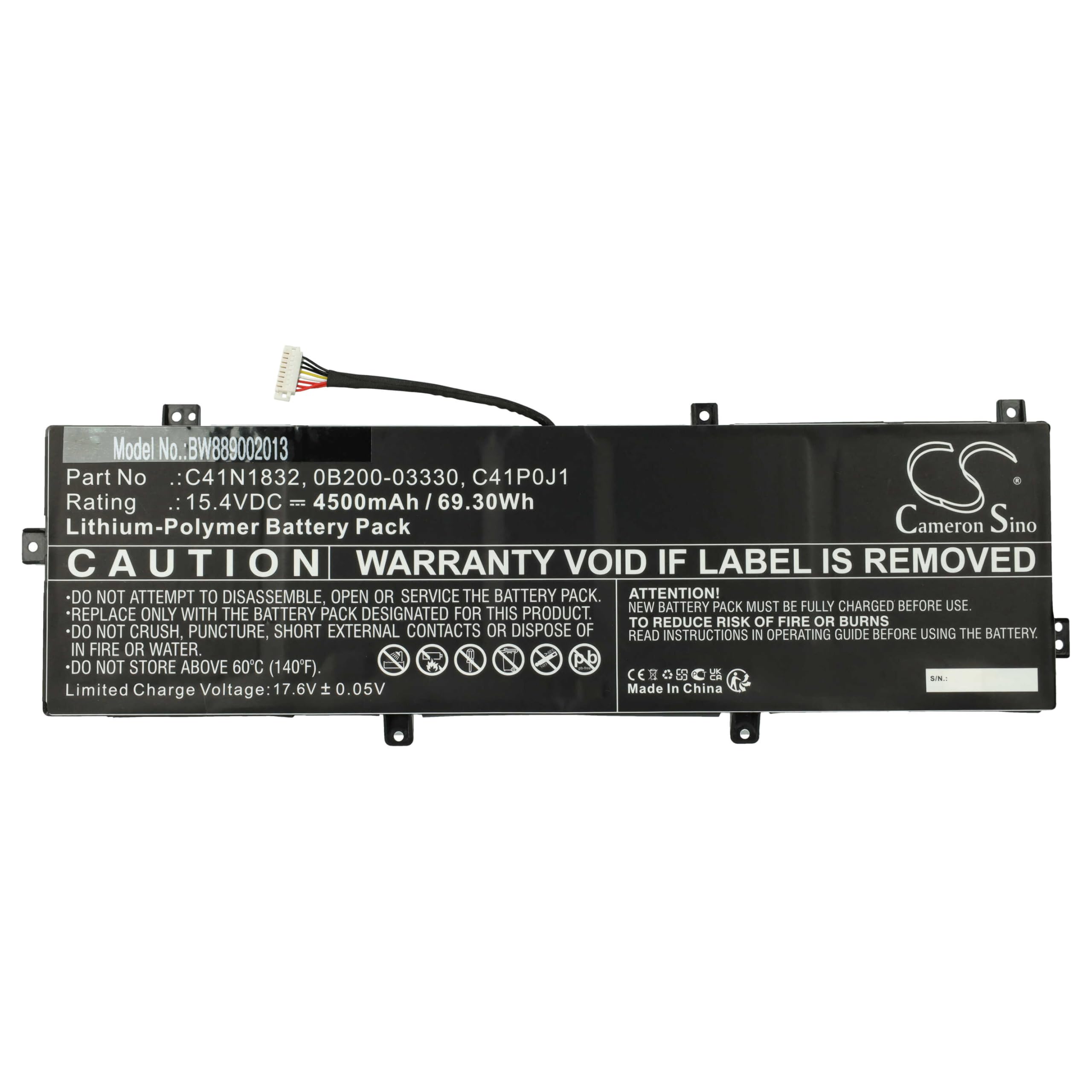 vhbw Batería reemplaza ASUS C41POJ1, C41P0J1 para Notebook (4500 mAh, 15,4 V, Li-Poli)