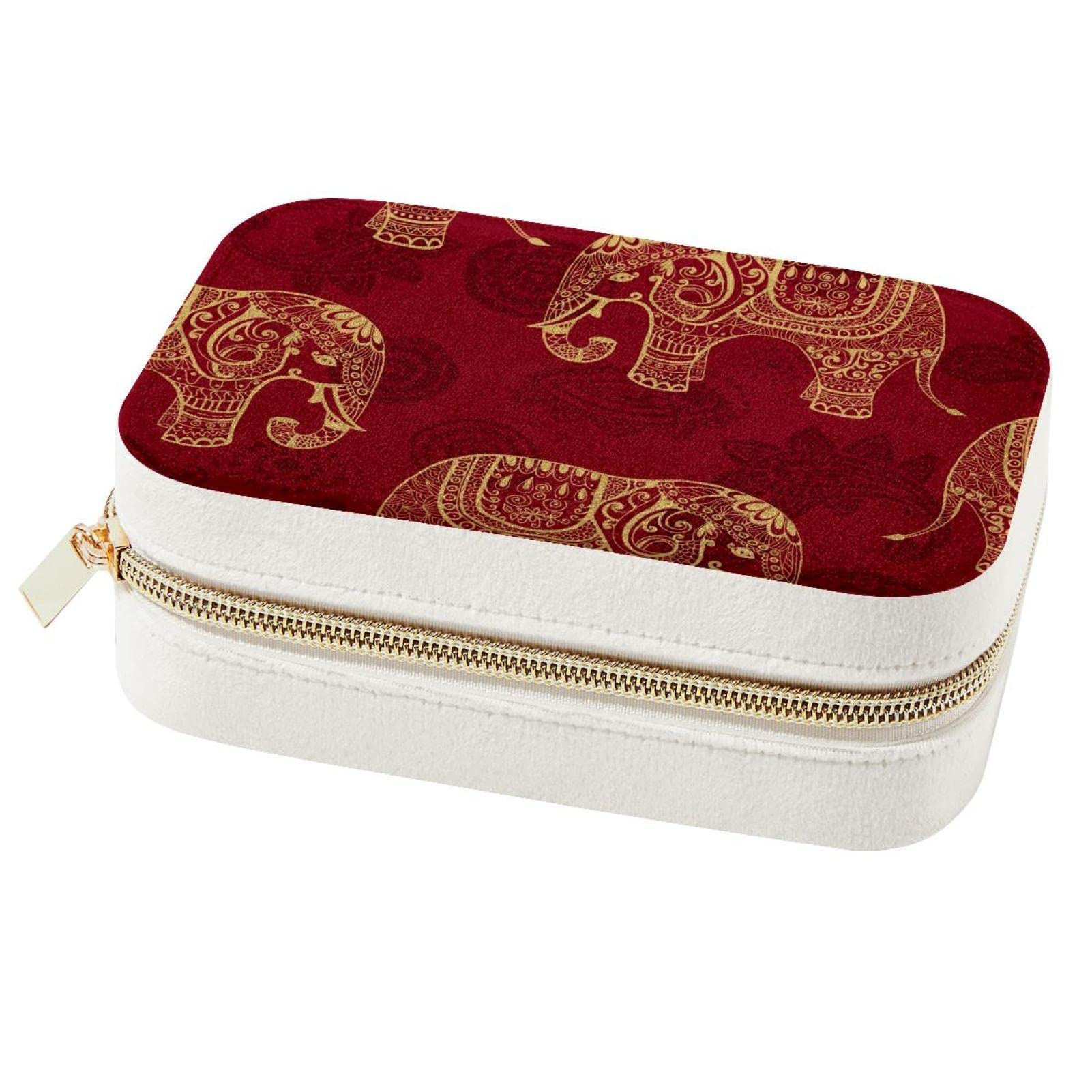 Boîte à bijoux de voyage en velours motif éléphant pour vos déplacements