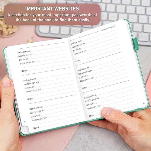 Miniatura 10 de GoGirl Cuaderno para contraseñas con pestañas alfabéticas, diario de direcciones de Internet y contraseñas para guardar inicios de sesión de sitios