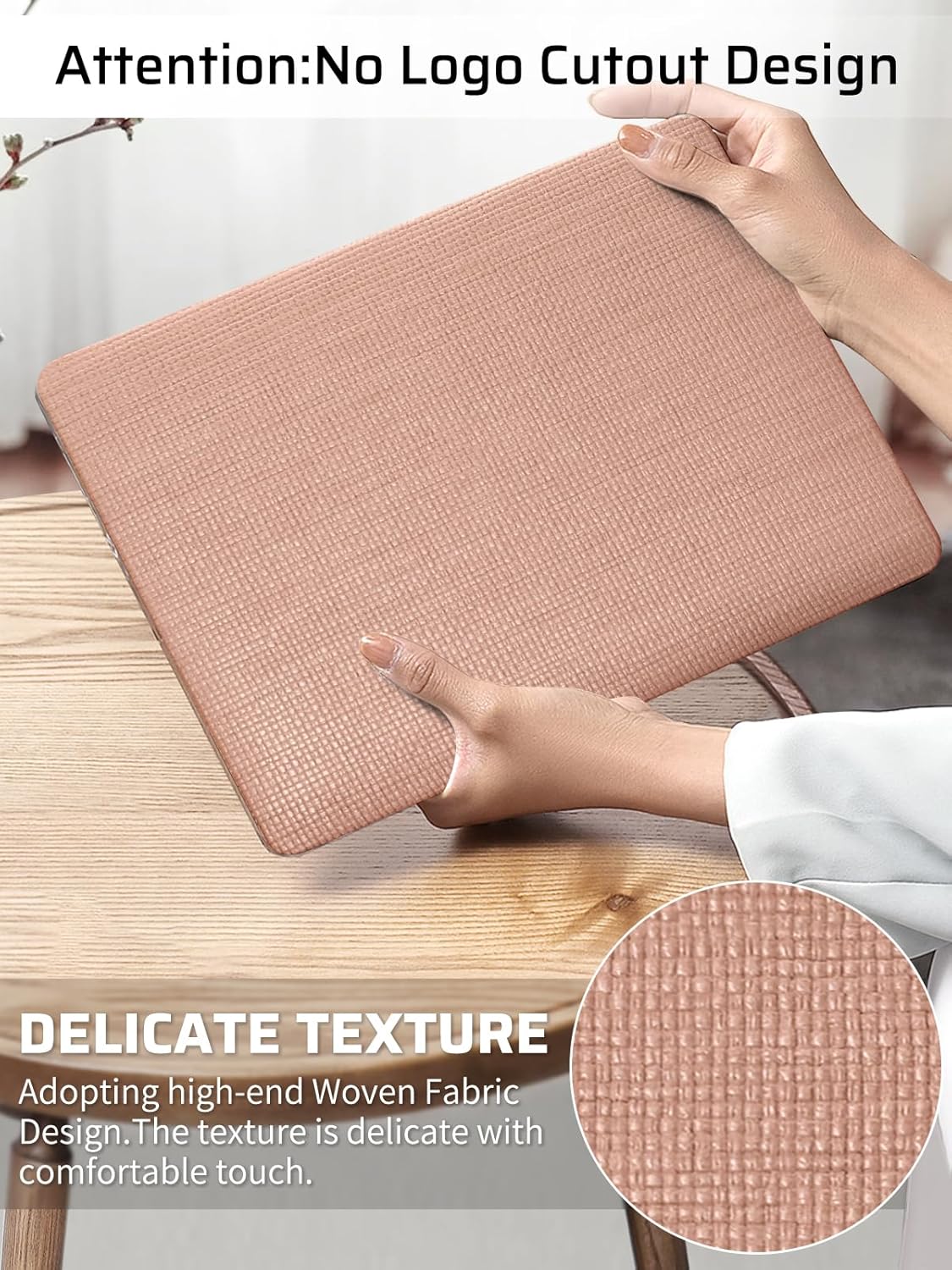Seorsok Compatible with MacBook Air 13 Inch Case 2022 2021 2020 2019 2018 Release A1932 A2179 M1 A2337 Touch ID,Woven Elegant Leather Plastic Hard Shell Case & Keyboard Cover,Reddish,No Cutout Design