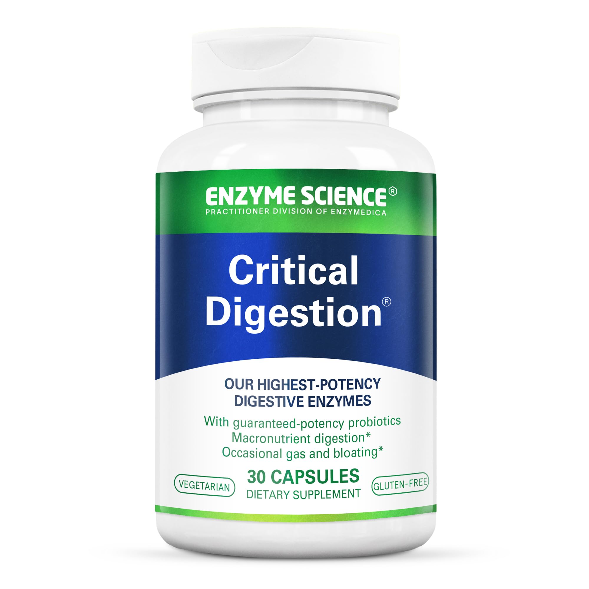 Enzyme Science Critical Digestion - Enzimas digestivas para mujeres y hombres con probióticos - Apoyo de alta potencia para la digestión - Salud digestiva - Enzimas digestivas y probióticos - 30 cápsulas