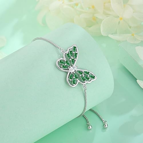 Miniatura 5 de STARCHENIE Collar de mariposa y pulsera para mujer de plata de ley 925 con diseño de mariposa esmeralda
