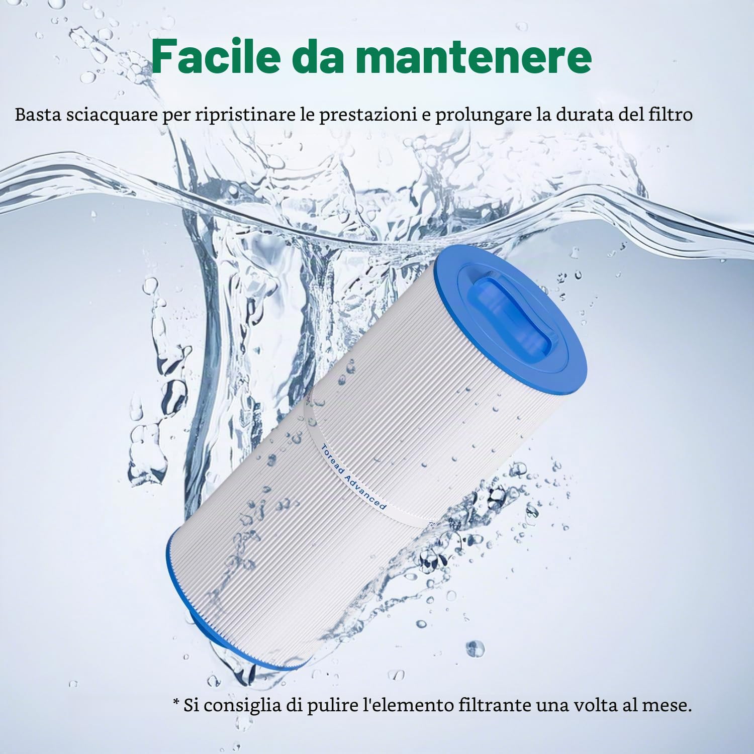 TOREAD Filtro Spa 6CH-960 sostituisce i filtri Jacuzzi J-300, J400, PJW60TL-F2S, 14081, 6000-383A, Unicel 6CH-960, Filbur FC-2800, 6540-383, Filtro per Vasca idromassaggio con Manico Chiuso