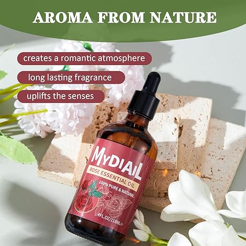 Miniatura 7 de Aceite esencial de rosa de 4.0 fl oz, aceite esencial de rosa natural prémium para cuidado de la piel, difusor, aromaterapia, masaje, fabricación de