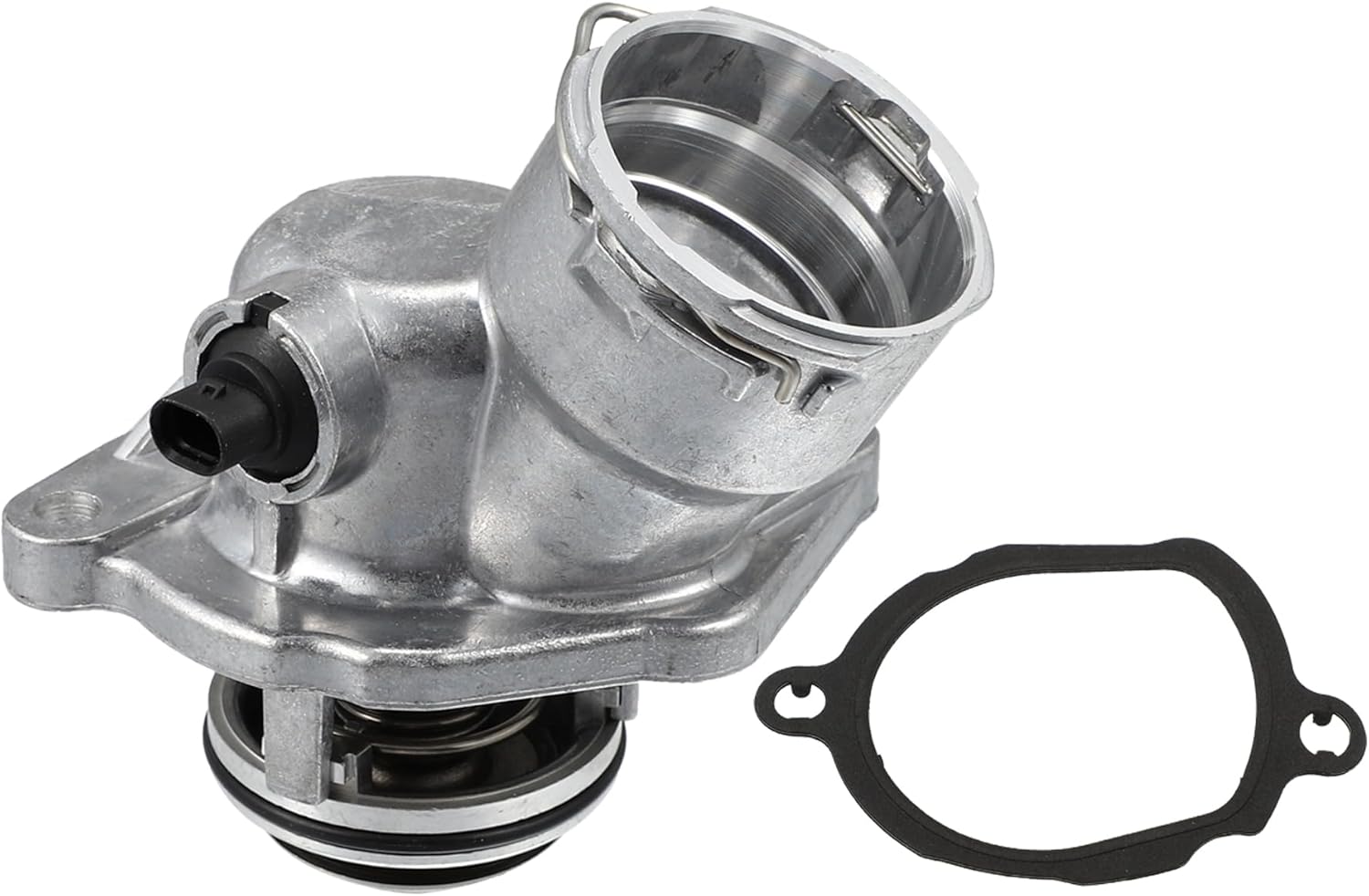 Coolant Thermostat Housing Assembly Replacement for Mercedes-Benz C250 C280 C300 CLK350 ML350 ML450 R350 S400 SLK280 SLK300 SLK350 2005-2012, 2722000115 Metal Silver Tone 1Pc