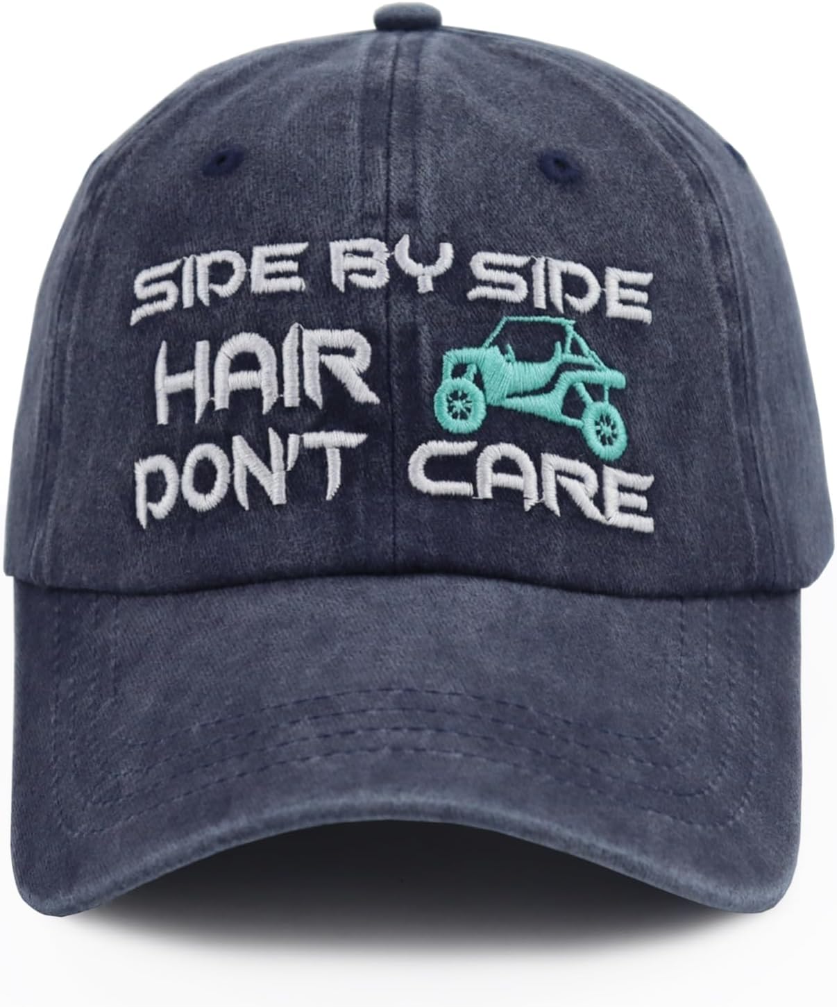 KKMKSHHG Side by Side Hair Don't Care Baseball Cap, Funny Embroidered Adjustable Washed Cotton Outdoor Car Hat for Women Men