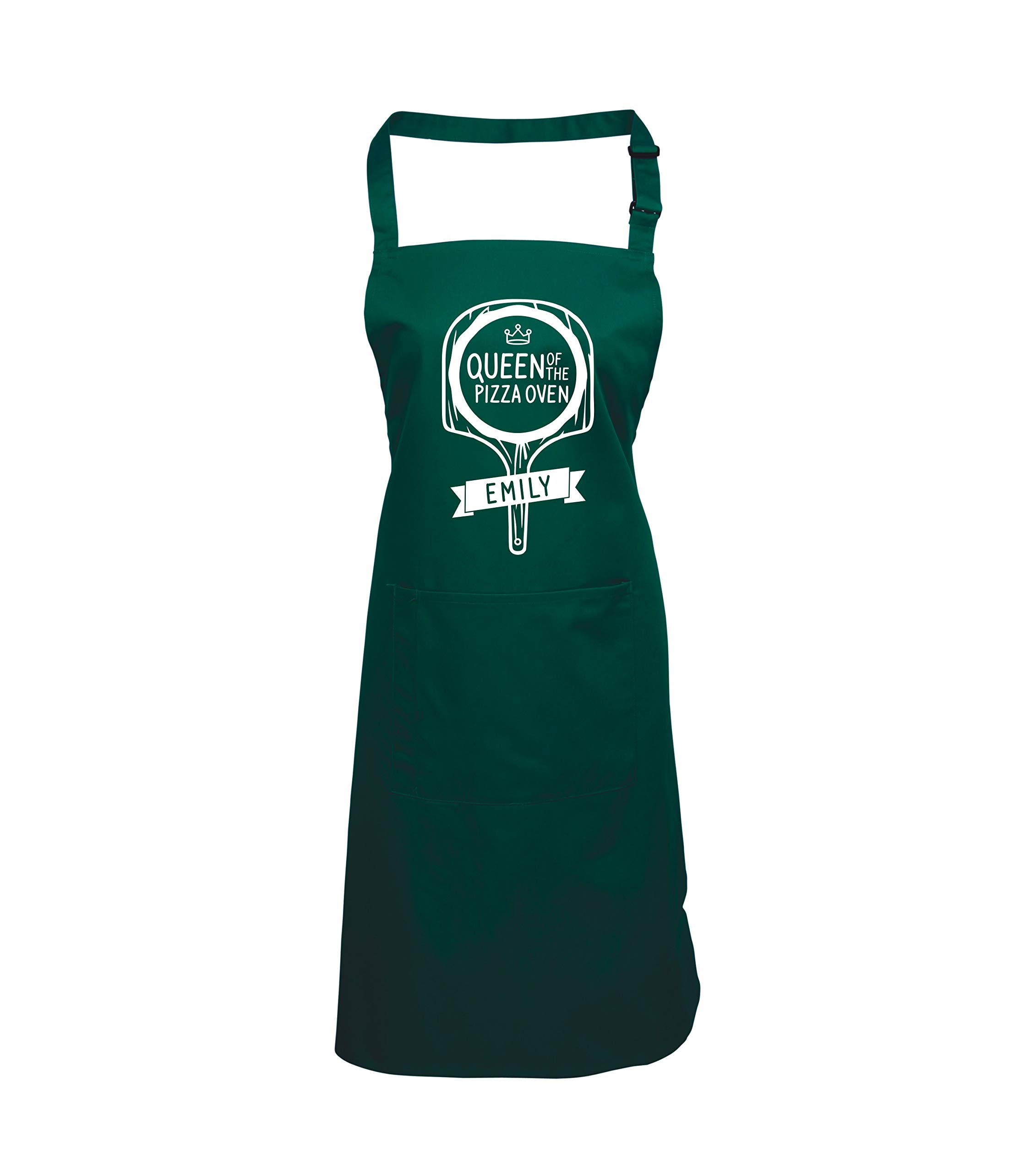 Edward Sinclair Bottle Green Apron QUEEN of the Pizza Oven with White Print