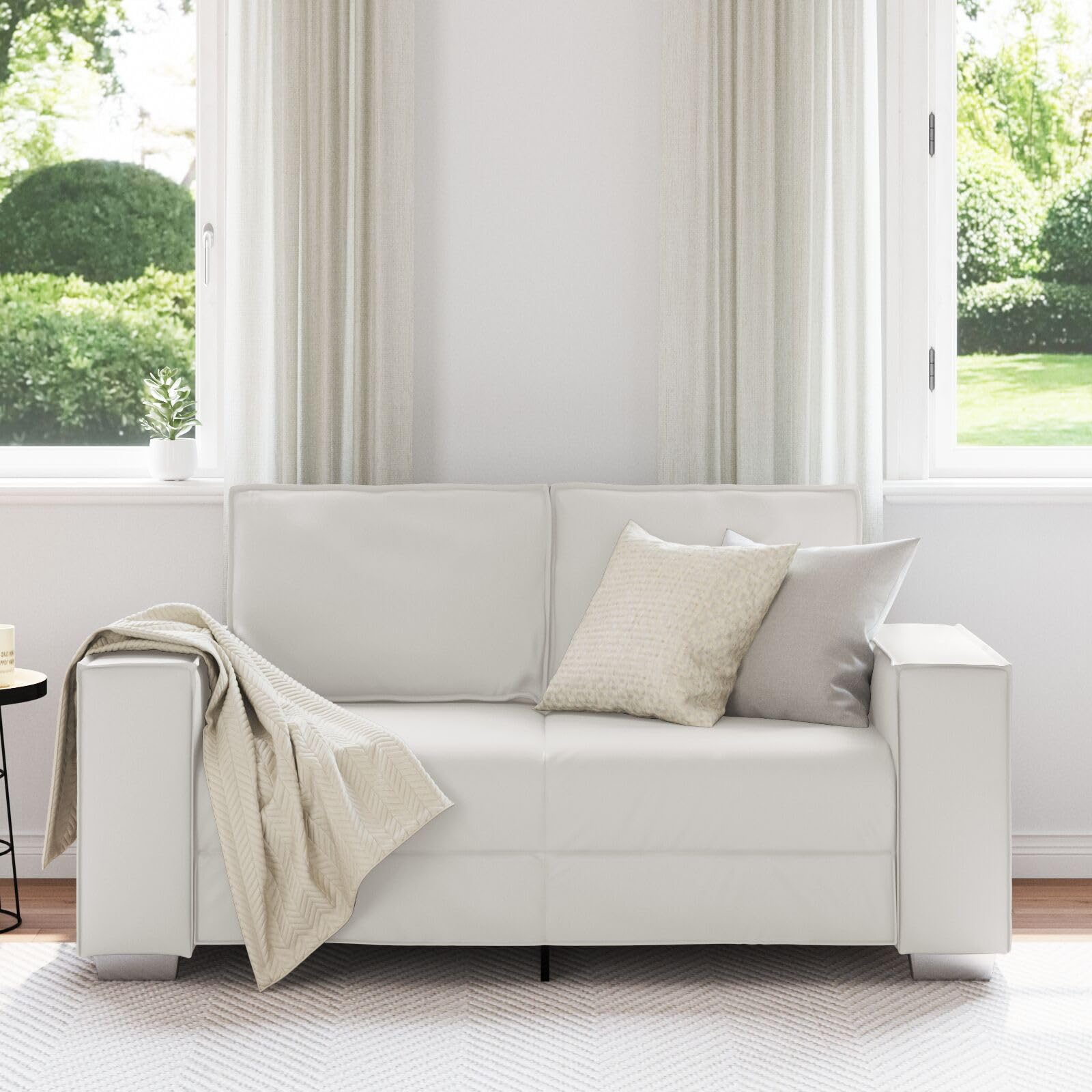 vidaXL Zweisitzer-Sofa Weiß 160 cm Kunstleder