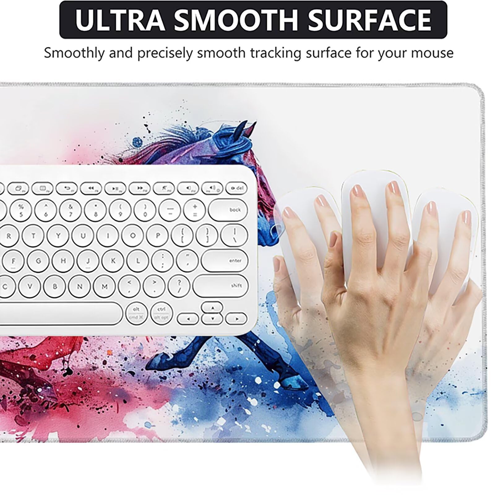 Caballo Alfombrilla Ratón Gaming XXL 1500 x 800 mm, Alfombrilla Gaming Color Mousepad con Base de Goma Antideslizante, Impermeable Desk Mat para Teclado y Raton, Accesorios Gaming, Regalos 4-M
