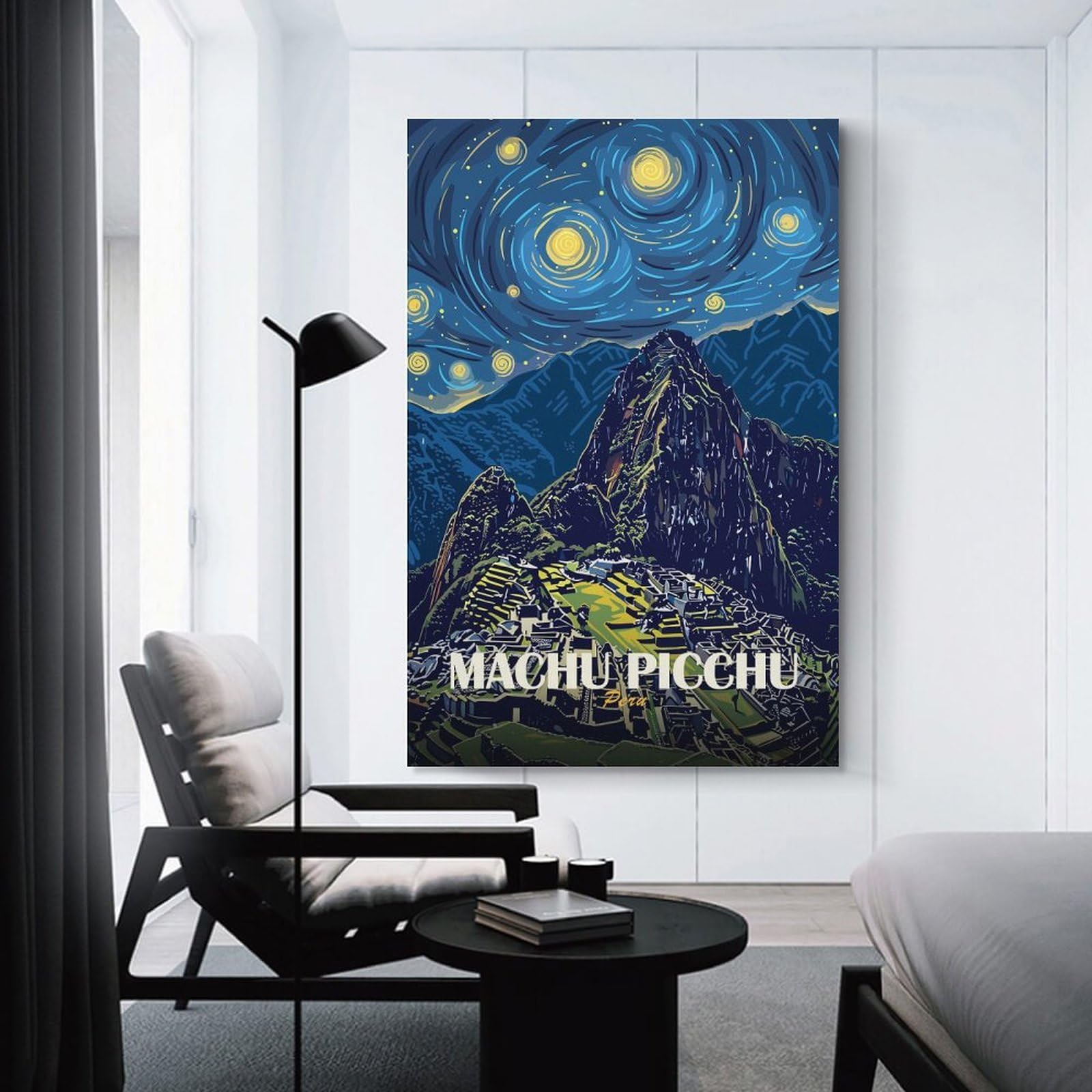 Junmoney Machu Picchu, Peru, Starry Night Style Home Decor Wall Art, 20x30inch(50x75cm), for Lounge, Bedroom Or Personal Spaces, Thoughtful Wall Decor for Art Lovers