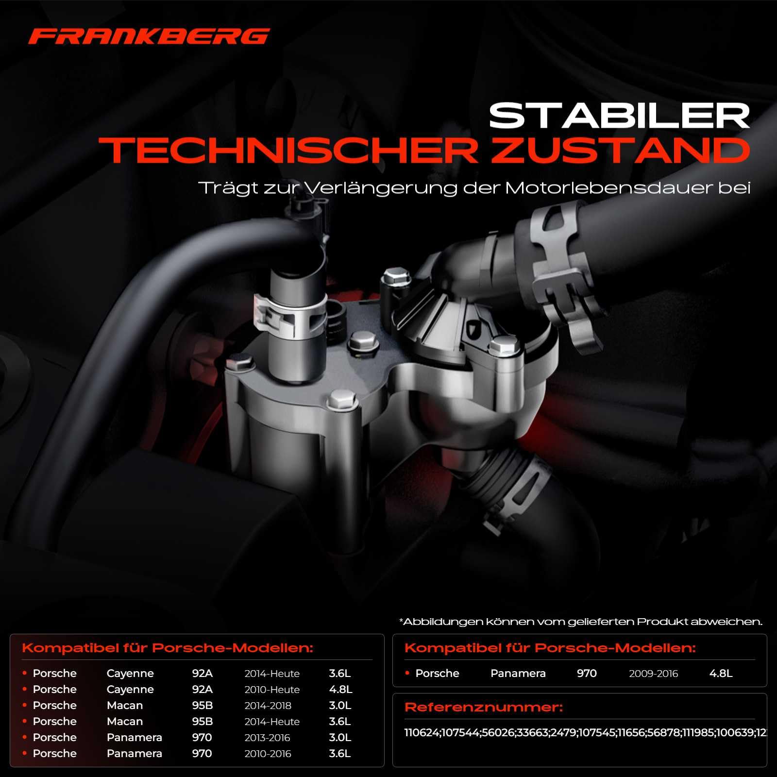 Frankberg Thermostat Kühlmittel Benzin Kompatibel mit C.a.y.e.n.n.e 92A M.a.c.a.n 95B P.a.n.a.m.e.r.a 970 Replace# 94810603401