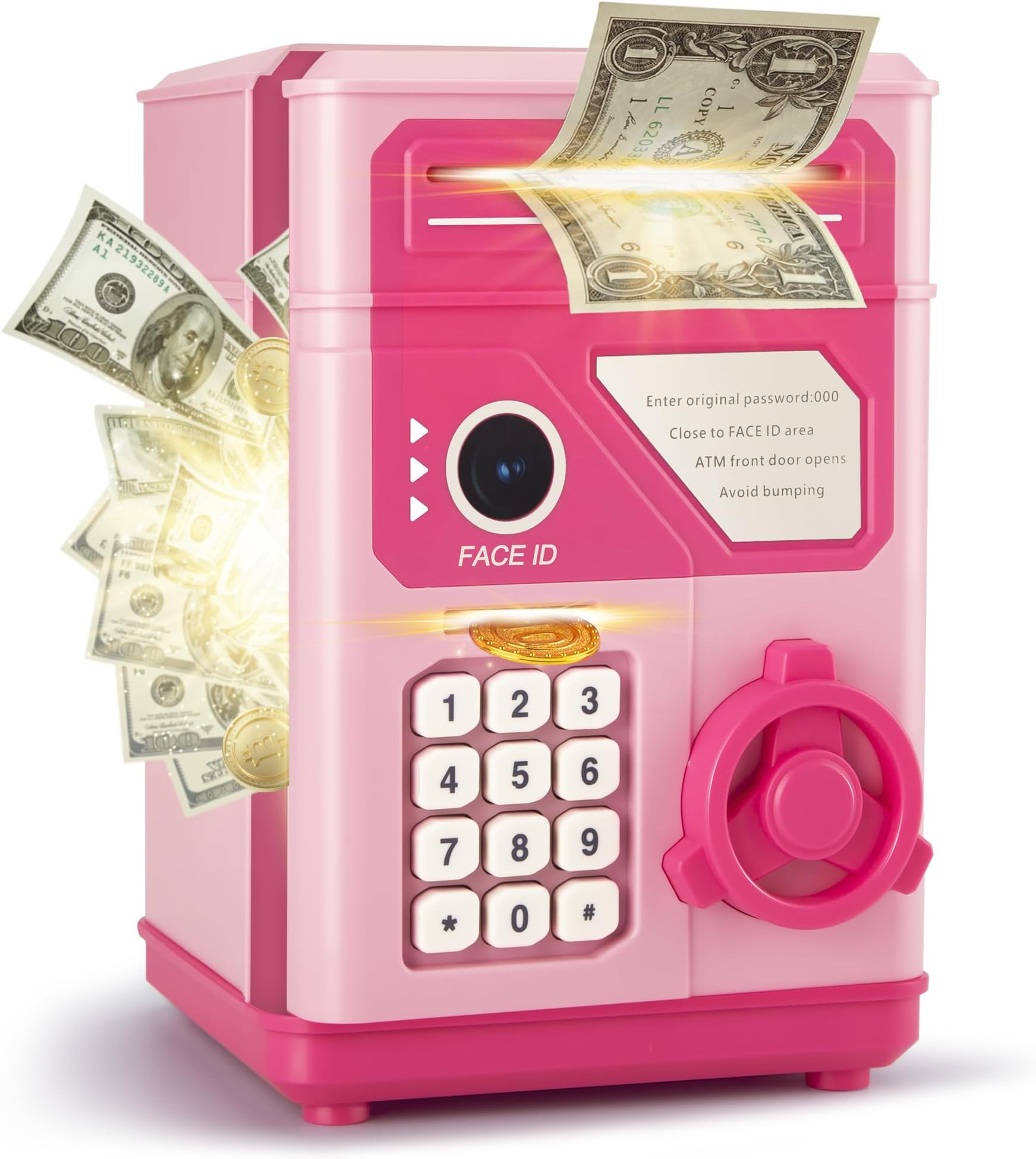 Kids ATM Piggy Bank, Electronic Money Saving Box with Password Code Lock