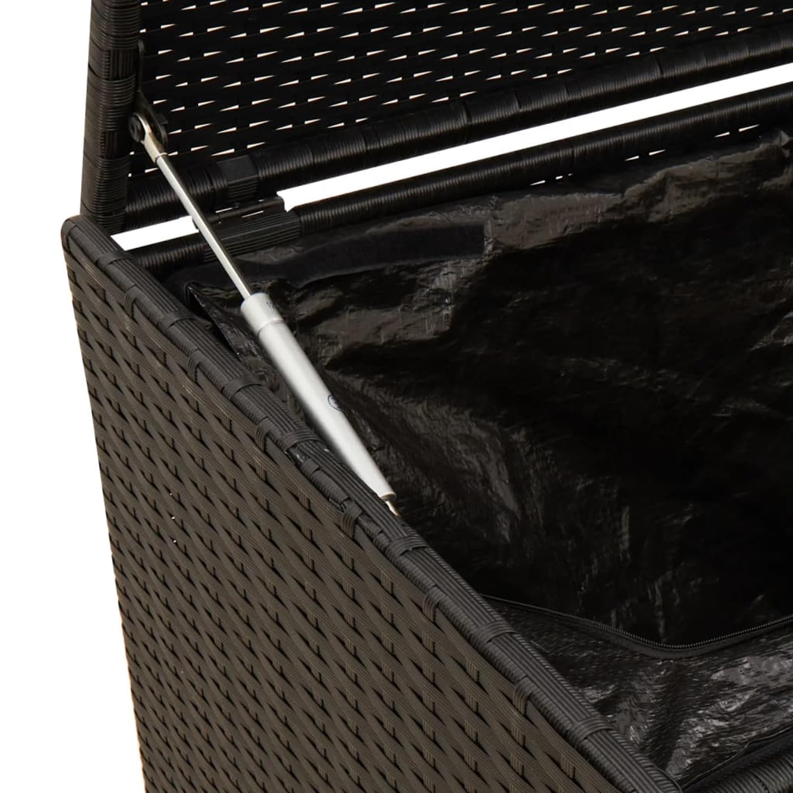 Gecheer Scatola di immagazzinaggio da giardino nera 283L resina intrecciata, scatola portaoggetti per esterni organizer per attrezzi da giardino, cassapanca per balcone, piscina, terrazza