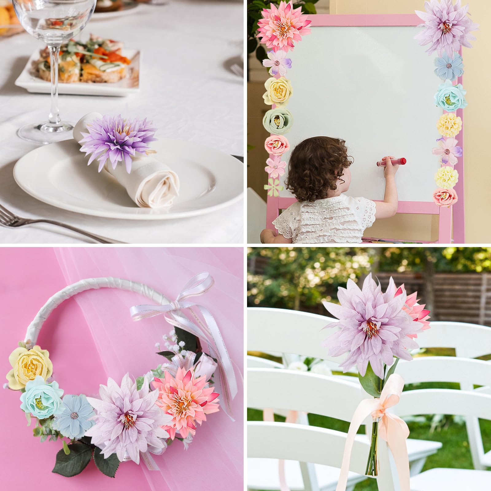 LARDUX 24 teste di fiori artificiali, decorazione per fai da te, matrimoni, feste, album di ritagli, decorazioni per la casa