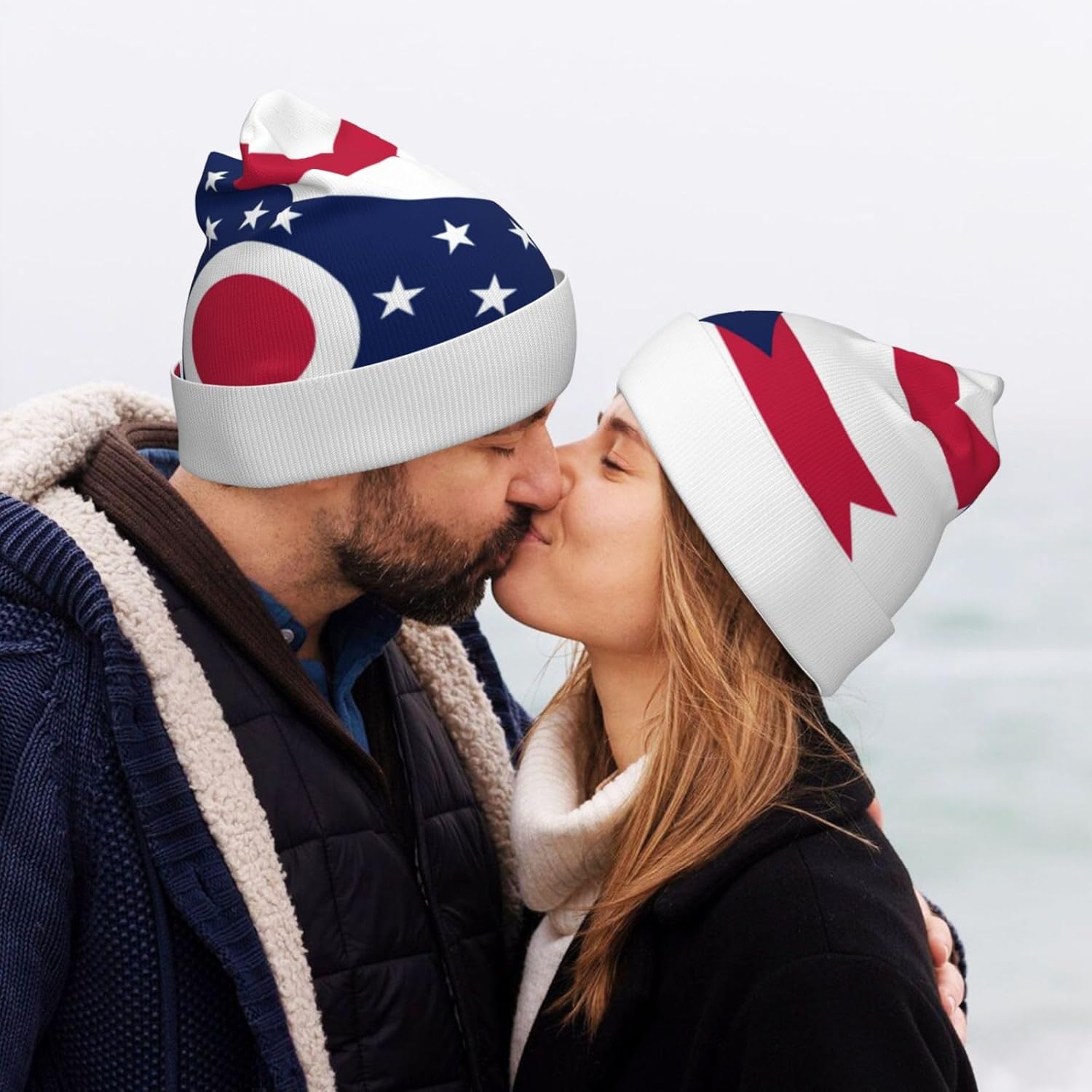 Cute State Flag Beanie Hat for Men Women Unisex Reversible Knitted Skull Cap Unisex Winter Warm Beanies Hats Caps