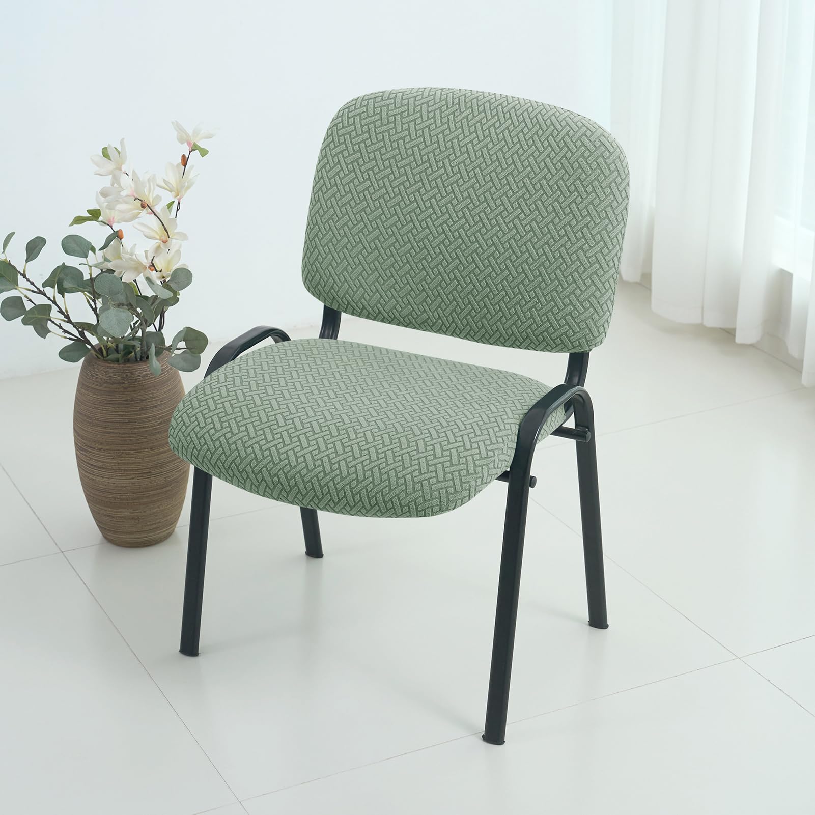 Stretch Esszimmer Stuhlhussen, Elastische Moderne Beschützer Stuhlbezug, Universelle Esszimmerstühle Bezüge, für Esszimmer, Hotel, Bankett, Partys Deko (GrüN,6 Stücks)