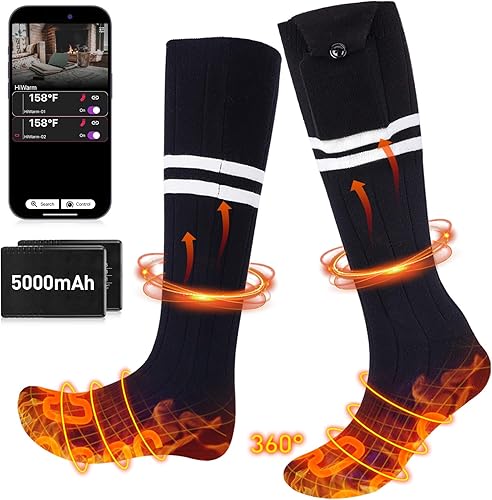 Calcetines térmicos para hombres y mujeres, calcetines eléctricos recargables de 5000 mAh mejorados, calcetines de calentamiento de batería,