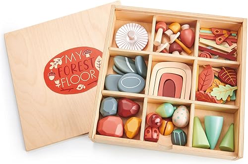 Tender Leaf Toys My Forest Floor - Bandeja de madera abierta para Tinker con compartimentos extraíbles, juguete Montessori para juegos imaginativos,