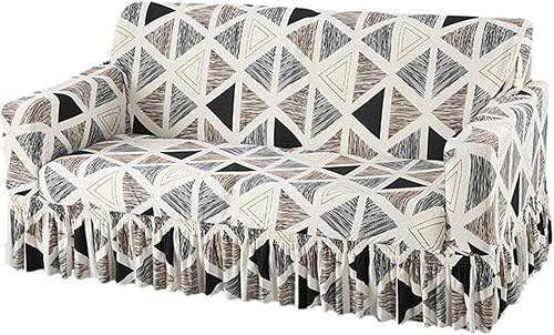 Miniatura 2 de PUIOKA Funda de sofá estampada, funda de sofá elástica con falda, funda de sofá antideslizante de tela universal para todas las estaciones