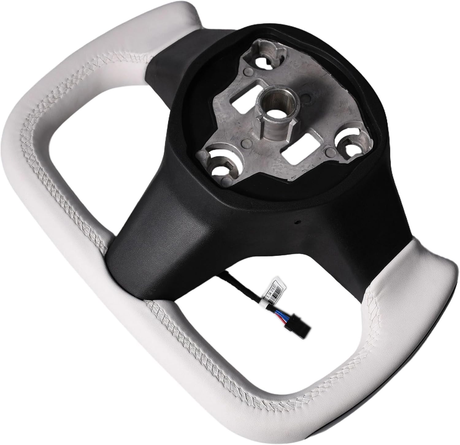 Carbon Trimed White Nappa Leather Yoke Steering Wheel with Heating Function for Tesla Model 3 and Tesla Model Y Sporty Performance Upgrade White Modification interior Customization