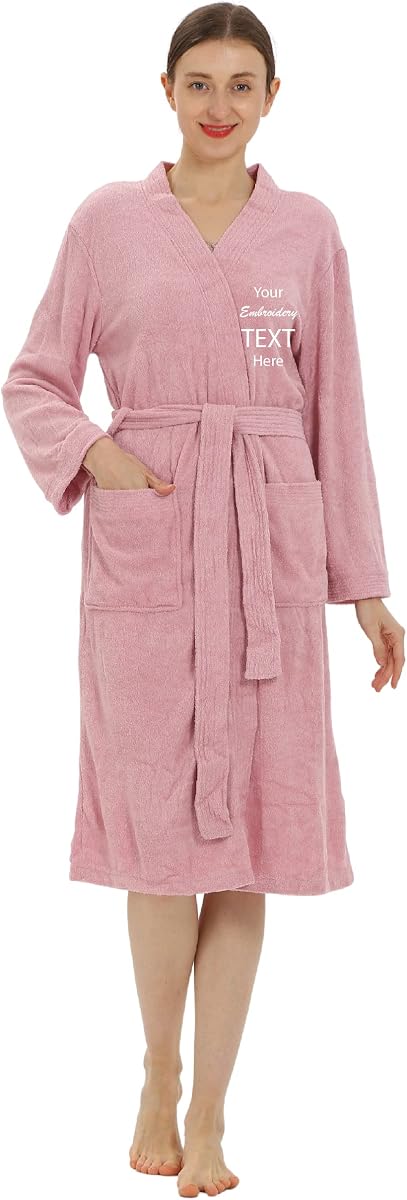 Terry Cloth Robes for Men and Women - Personalize with Name on Front & Back - Ultra Soft and Comfy Luxurious Towel Bathrobes