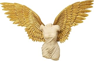 Kare Design Wandschmuck Guardian Angel Female, Gold/Beige, Handgearbeitet, XXL Wanddekoration, Skulptur mit Engelsflügeln, Deko Objekt, Unikat, 140x203x31 cm (H/B/T)