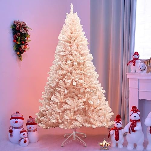 Miniatura 9 de MAT EXPERT Árbol de Navidad de abeto artificial rosa de 7 pies árbol completo con bisagras sin luz 937 puntas con soporte de metal estable fácil