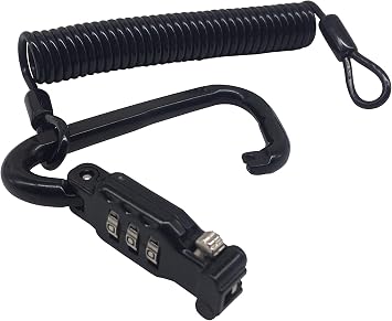 Motorcycle Helmet Lock & Cable Heavy Duty Combination Lock Security PIN Lock, Black, 1.82M Long, Easy to Carry