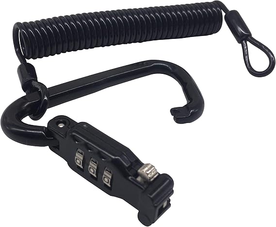 Motorcycle Helmet Lock & Cable Heavy Duty Combination Lock Security PIN Lock, Black, 1.82M Long, Easy to Carry