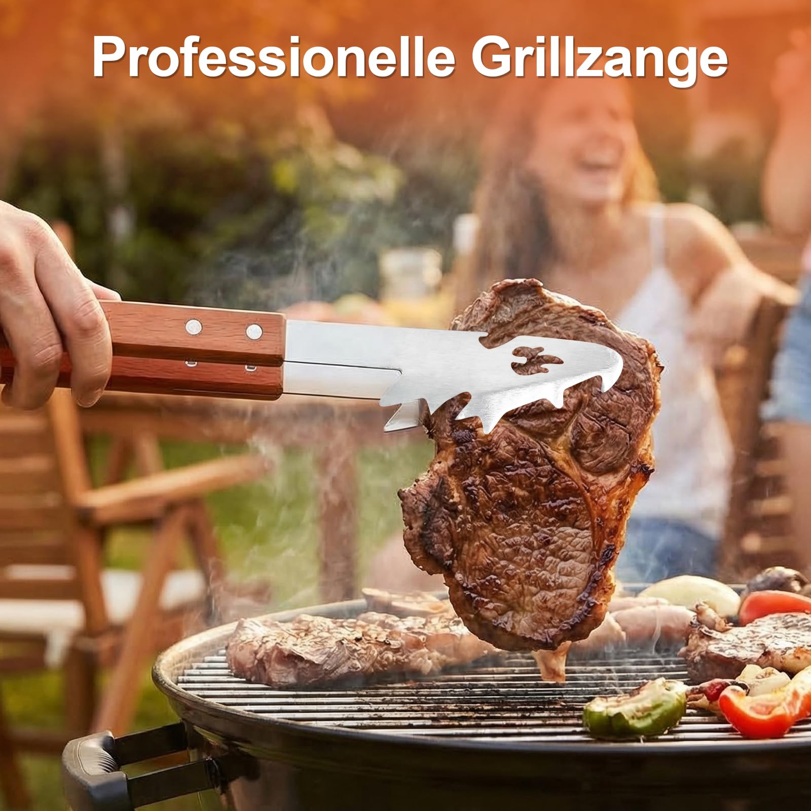 Grillbesteck Set 3-TLG, 8 in 1 BBQ Grillspachtel mit Holzgriff, EdelstahI, 42 * 9.5cm Einzigartige Grillwerkzeuge, Multifunktionales Grill Zubehör, Professional Grill Geschenke für männer