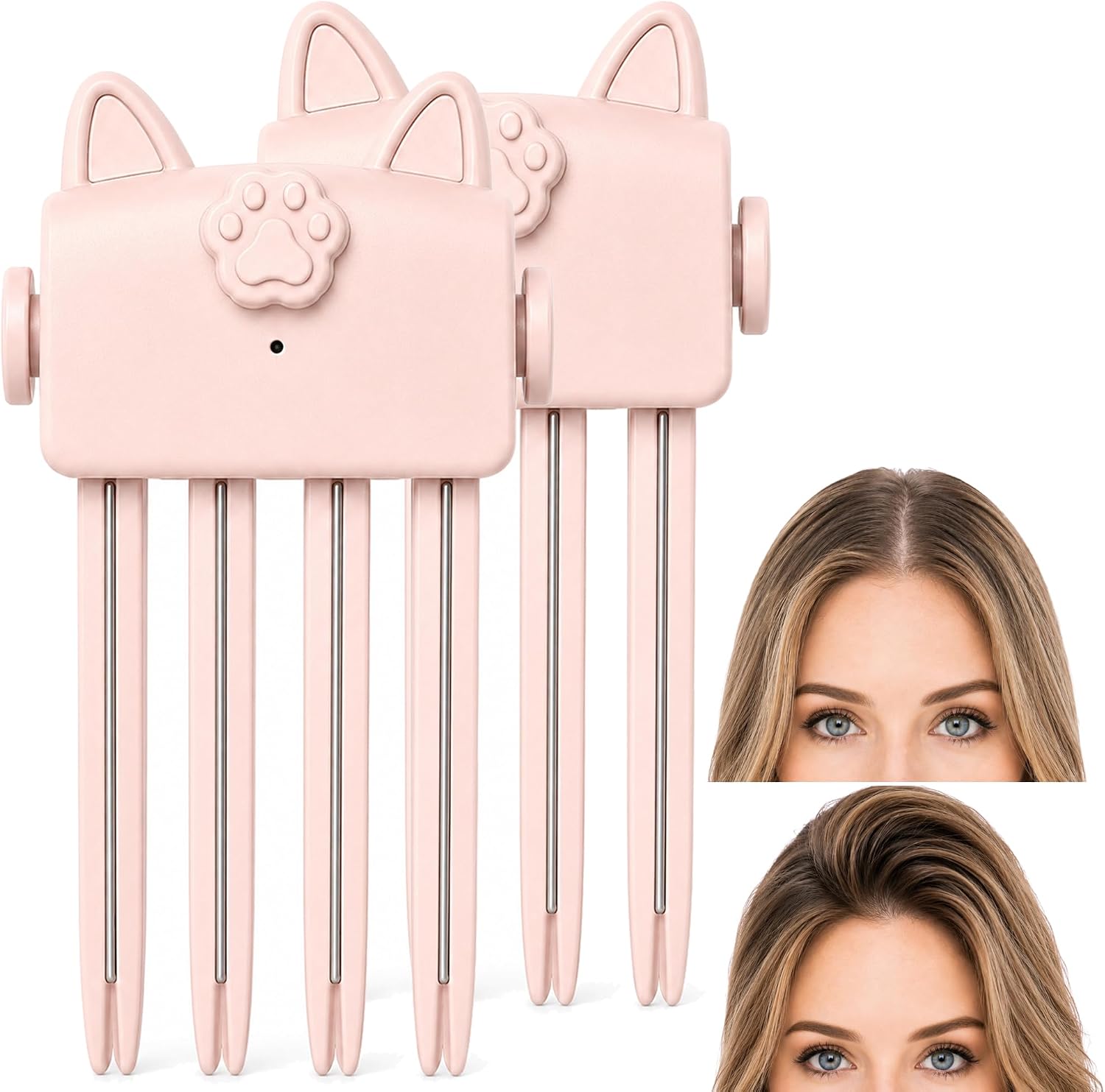 Wireless Heated Volumizing Root Lift Clip, Heated Root Lifting Hair Clips, 2-Temperature Control Portable Volume Hair Clips (2PCS-Pink)