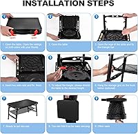 Vista 6 de Juego de mesa plegable y taburete retráctil, mesa plegable portátil para camping, ligera pero más resistente, con taburete ajustable para picnic al