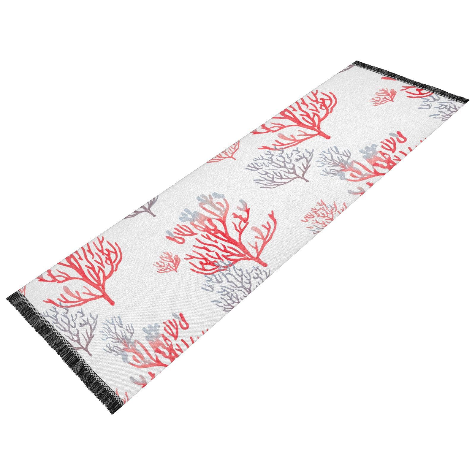 Watercolor Pink Reef White Runner Rug for Hallways Kitchen Rugs Washable Rug for Laundry Entryway Bedroom 72 * 23.5 in